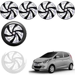 Auto Pearl 4 Pcs 13 inch ABS Black &a; Silver Car Wheel Cover Set for Hyundai Eon D Lite-picture-15