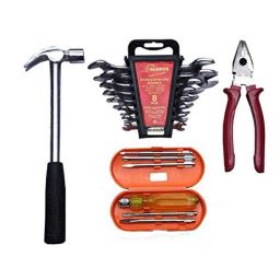 Globus 731 1 Pc 1/2 LBS Hammer, 8 inch Plier, Screwdriver &a; Double Open End Spanner Hand Tool Set-27
