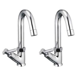 Drizzle Tarim 2 Pcs Brass Chrome Finish Silver Swan Neck Pillar Cock Set, ASWANTARIM2-picture-22