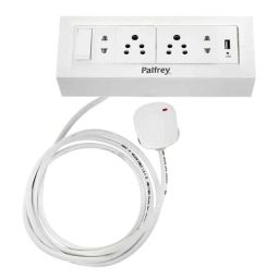 Palfrey 5A 2 Socket White Polycarbonate Extension Board with Two Pin &a; USB Socket, Master Switch &a; 20m Wire, 520 USB image 4