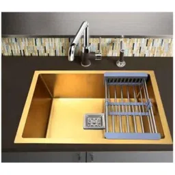 Zesta 24x18x10 inch Satin Finish Stainless Steel Golden Single Bowl Sink with Square Coupling-image-81