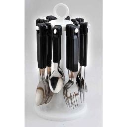 Elegante 24 Pcs Tablecraft Black Stainless Steel &a; Plastic Cutlery Set, SL-118C (Pack of 2)-image-87