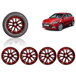Auto Pearl 4 Pcs 14 inch ABS Black &a; Red Press Type Fitting Car Wheel Cover Set for Hyundai i20 Elite-image-78