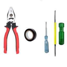 Hillgrove HGCM285M1 8 inch Heavy Duty Grip Combination Lineman Plier, Electrical Tape, Line Tester &a; 2-in-1 Screwdriver Combo, HGCM546-31