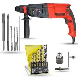 Walkers 1200W Forward &a; Reverse Rotation Hammer Impact Drill Machine with 5 Pcs SDS Plus Bit, Drill Chuck, SDS Adapter &a; 9 Pcs Drill Bit, WKCB401-17