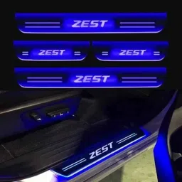 SureStrive 4 Pcs Acrylic Car Side Footstep Set with Blue LED Door Sill Scuff Plate for TATA Zest All Model-image-6
