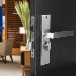 Saze Sana 8 inch Stainless Steel Brass Finish Cylindrical Plate Mortise Door Lock Handle Set, SE-SANA-8CYS-OSK-image-66