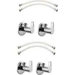 IRIS ARIA Brass Chrome Finish 2 Pcs Angle Cock &a; Hose Pipe Set (Pack of 4)-14