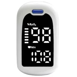 MCP Enoxy Max 1.5V White Finger Pulse Oximeter with Oxygen Saturation Monitor, LCD Display &a; 2 Pcs AAA Battery, AOJ-70D-46