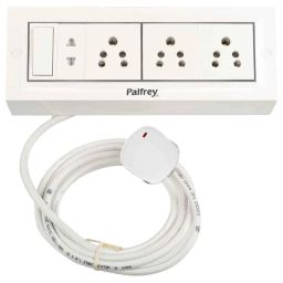 Palfrey 5A 3 Socket White Polycarbonate Extension Board with Two Pin Socket, Master Switch &a; 8m Wire, 58 image 4
