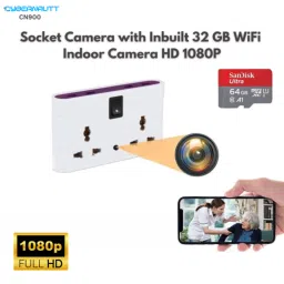 Cybernautt CN900 2MP Full HD Socket Smart Wi-Fi Camera with Built-in 32GB Card, HD Audio &a; Video, Loop Record, Multi User View &a; Support 32GB SD Card image 2