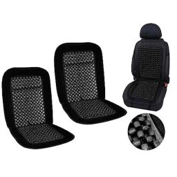 Auto Pearl PU, Velvet &a; Wooden Beads Black Rectangular Seat Cushion for Nissan Sunny New (Pack of 2 )-image-44