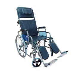 VMS VWE1046 Steel Black Recliner Foldable Wheel Chair with Detachable Armrest &a; Footrest-14