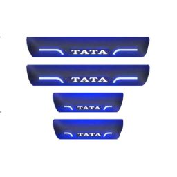 Car Accessories Hub 4 Pcs Acrylic Black Sill Scuff Plate Set with Blue LED for Tata All Model-image-57