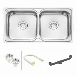Ruhe 45x20x9 inch Stainless Steel Glossy Finish Square Double Bowl Kitchen Sink, 13-0301-03-picture-26