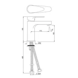 Jaquar Vignette Prime Graphite 450mm Single Lever Basin Mixer without Popup Waste System, VGP-GRF-81011B image 2