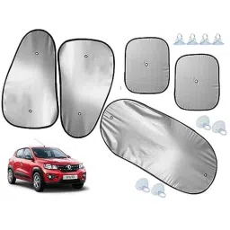 Auto Pearl 5 Pcs Polyester Black &a; Silver Window &a; Rear Sun Shade Set for Renault Kwid 2015-2021-picture-31