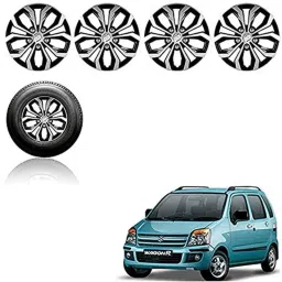 Auto Pearl 4 Pcs 13 inch ABS Silver &a; Black Press Fitting Wheel Cover Set for Maruti Suzuki WagonR-picture-41