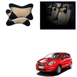 Kozdiko 2 Pcs Beige &a; Black Car Neck Rest Cushion Pillow Set for Chevrolet Sail UVA-picture-7