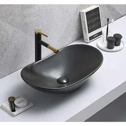 Bassino Art 63x36x15cm Ceramic Black Wash Basin, BTT_1036-image-70