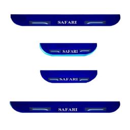 Car Accessories Hub 4 Pcs Acrylic Black Sill Scuff Plate Set with Blue LED for Tata 2022 Safari-image-9