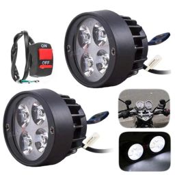AllExtreme EX4FSW2 2 Pcs 4 LED 12W 7/8 inch Mirror Mount Round White Handlebar Fog Light Set with Handlebar Switch-32