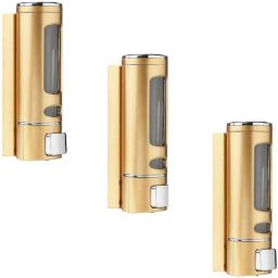 Prestige 400ml Plastic Gold &a; Silver Heavy Duty Wall Mount Liquid Soap Dispenser (Pack of 3)-image-73