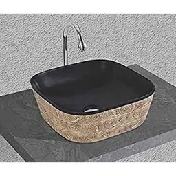 Uken (Dream Wood-604) Imported Luxury European Style Designing Bathroom Sink/Wash Basin/Table Top (Dream Wood-604) Black,Brown-image-5