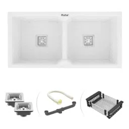Ruhe 37x18x9 inch Quartz Crystal White Finish Double Bowl Kitchen Sink, 13-0321-01-picture-34