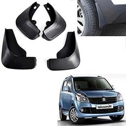 Auto Pearl 4 Pcs ABS Black Front &a; Rear Cup Type Mud Flaps Car Splash Guard Set for Maruti Suzuki WagonR T2 2010-29