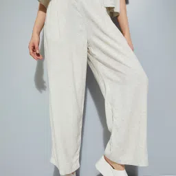 URB_N Women Regular Fit Beige Viscose Rayon Trousers-image-6