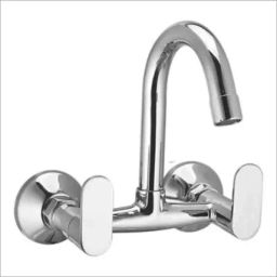 Fastgear Onyx Brass Silver Chrome Finish Wall Mount Sink Mixer with 360 Degree Adjustable Spout-image-29