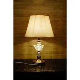 Tucasa Metal Classic Table Lamp with Off White Satin Shade, P8-B-image-15