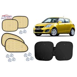 Auto Pearl 5 Pcs PVC &a; Mesh Beige Window &a; Front Sun Shade Set for Maruti Suzuki Swift Type 4-picture-14