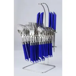 Elegante 24 Pcs Expression Blue Stainless Steel &a; Plastic Cutlery Set, SL-109A (Pack of 5)-95