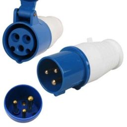 New Blue 16A 240V 3 Pin Industrial Plug &a; Socket-26