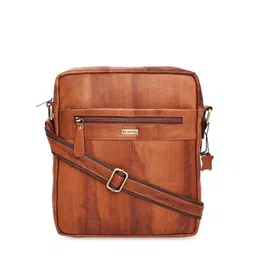 WildHorn Tan Brown Leather Structured Sling Bag-9