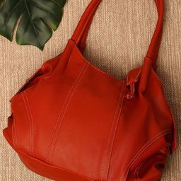 Fostelo Red PU Half Moon Hobo Bag with Fringed-11