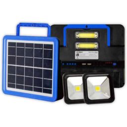 Pick Ur Needs 100W Blue Rechargeable Emergency Lantern Solar Lighting System with Radio &a; BT Music, EL-Pick-3190-32
