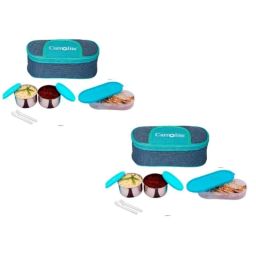 Carrolite 400ml Blue &a; Cyan Stainless Steel Lunchbox Buy 1 Get 1 Free, Trendy_1009 (Pack of 2)-image-56