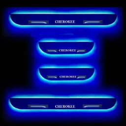 SureStrive 4 Pcs Acrylic Black Car Door Footstep Sill Scuff Plate Set with Blue LED for Jeep Grand Cherokee All Model-image-88