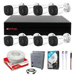 CP Plus 2.4MP Full HD 8 Channel DVR with Built in Audio MIC, 8 Pcs Outdoor White Cameras, 2TB HDD, 8 Ch SMPS &a; CCTV Cable Combo Kit-22