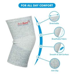 AccuSure Medium Bamboo Yarn 4 Way Stretchable Pain Relief Knee Support AOK12-M image 2