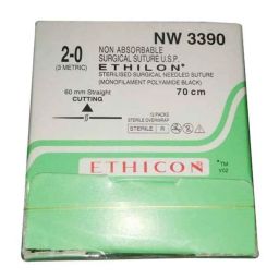 Ethicon NW3390 Ethilon 2-0 Black 60mm Monofilament Suture , Size: 70cm (Pack of 12)-image-38