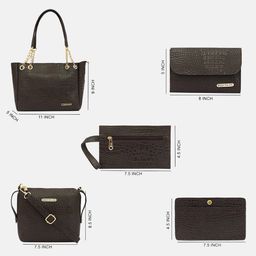 Bagsy Malone Set Of 5 Textured Structured Handbags & Wallets image 4