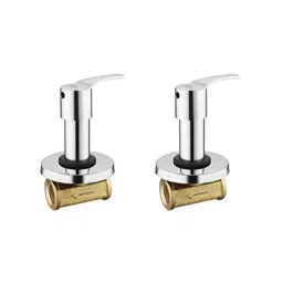 Spazio Topaz 1/2 inch Brass Silver Chrome Finish Concealed Stop Cock with Brass Quarter Turn Fitting &a; Concealed Flange (Pack of 2)-picture-6