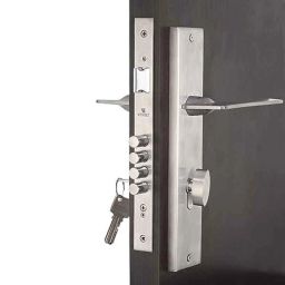 Handle Waala Bentley-OSK 10 inch 60mm Stainless Steel Silver Cylindrical Plate One Side Key Mortise Door Lock Set-image-56