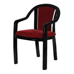Supreme Ornate Plastic Lacquered Finish Red &a; Black Chair with Cushion-picture-25