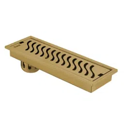 Ruhe 24x4 inch Stainless Steel 304 Yellow Gold PVD Coated Wave Shower Drain Channel, 16-0115-10-picture-3