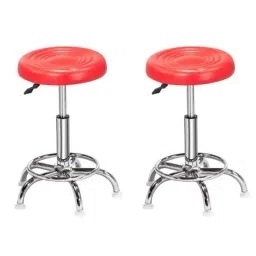 Da Urban Nexon Red Fabric &a; Foam Bar Stool without Back (Pack of 2)-picture-10